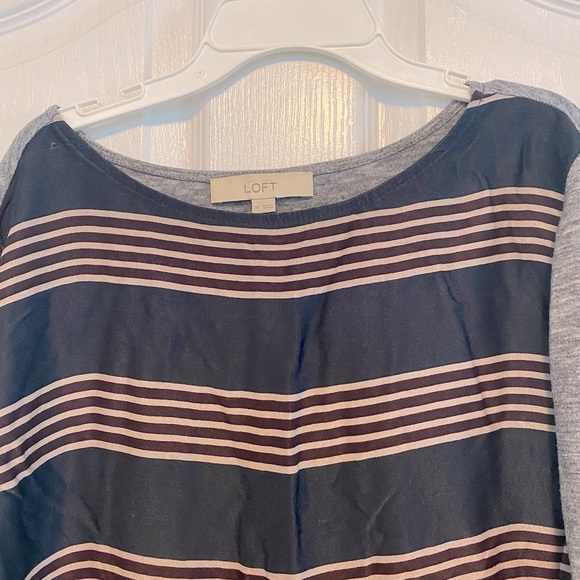 Loft Multi-medium Navy, Maroon, and White Striped Long-sleeve Top - Size XS - Picture 2 of 3